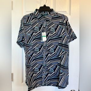Perry Ellis Men’s Untucked Linen Blend Abstract Print Shirt